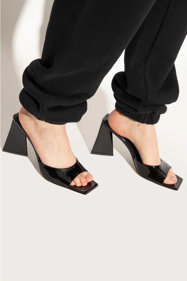 The Attico Leren sandalen met vierkante neus Black Dames