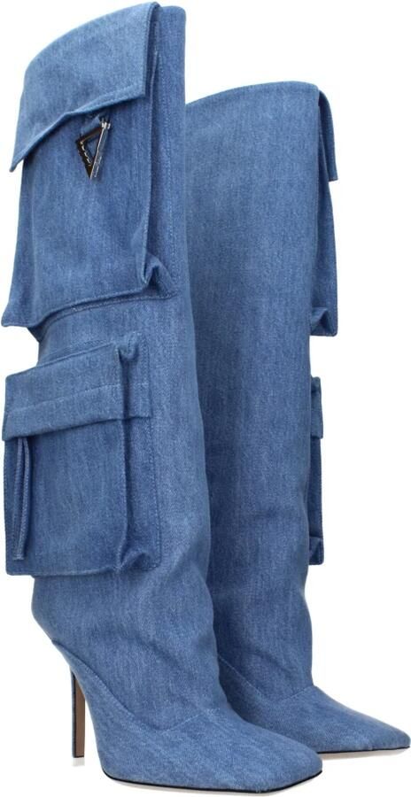 The Attico Sienna denim enkellaarzen met hak Blauw Dames