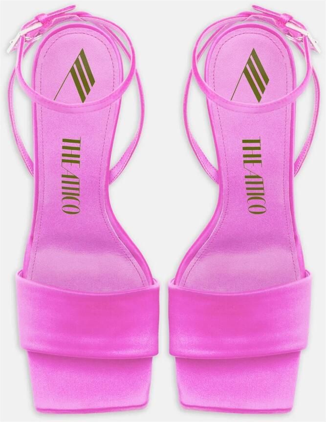 The Attico Fuchsia Satijnen Piramide Sleehak Sandaal - Foto 3