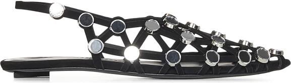 The Attico "Grid" Slingback Ballerinas With Studs – Black in zwart - Foto 3