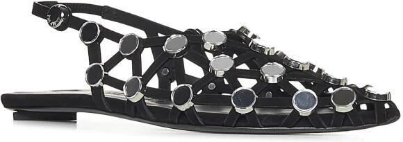 The Attico "Grid" Slingback Ballerinas With Studs – Black in zwart