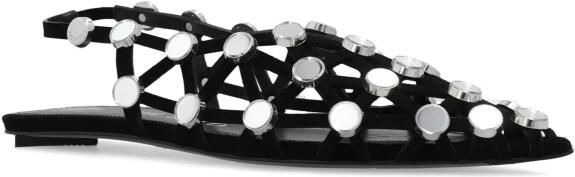 The Attico Grid ballerina's met spiegelende parels Black Dames - Foto 7