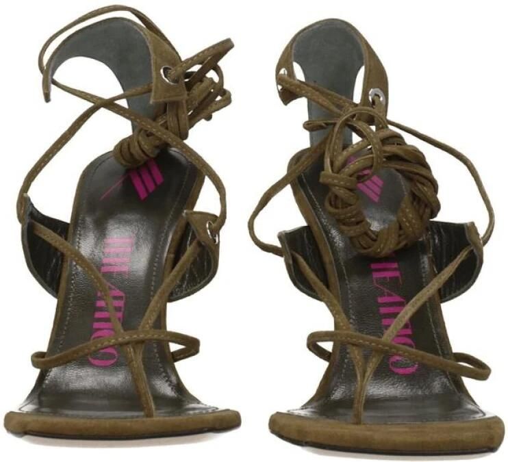 The Attico Groene Suède Flip-Flop Sandalen