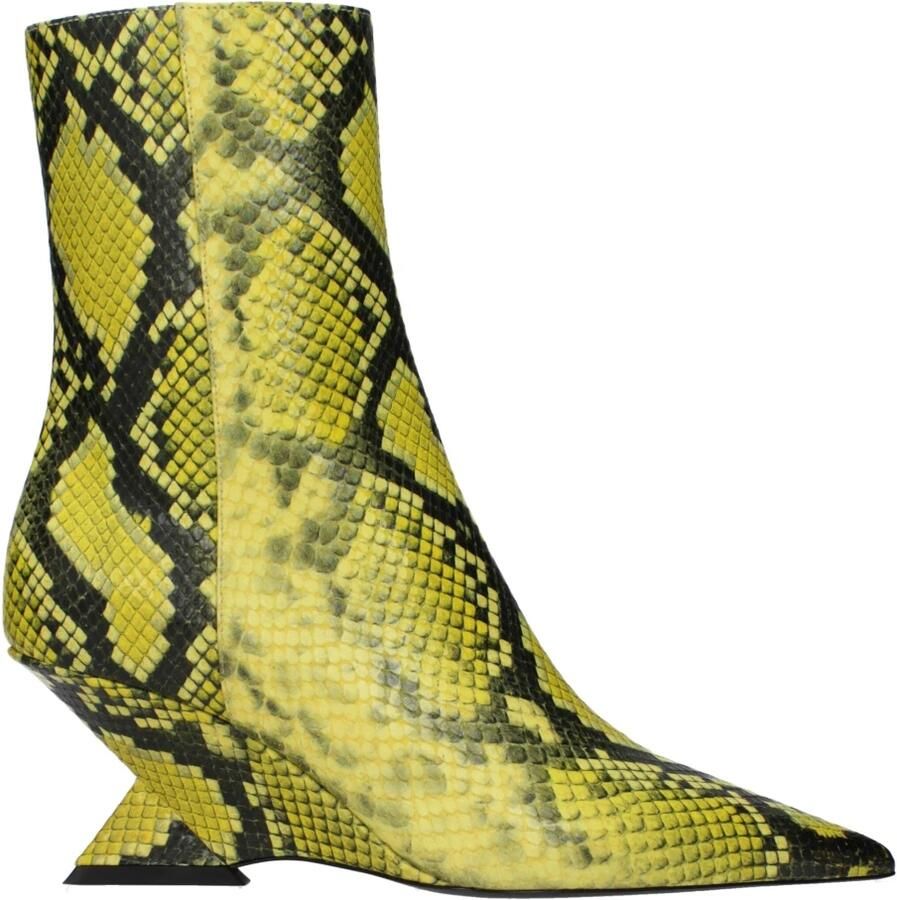 The Attico Gele Leren Enkellaarzen Slangenprint - Foto 2