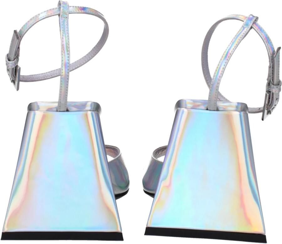 The Attico Zilveren Holografische Hoge Hak Sandalen Gray Dames