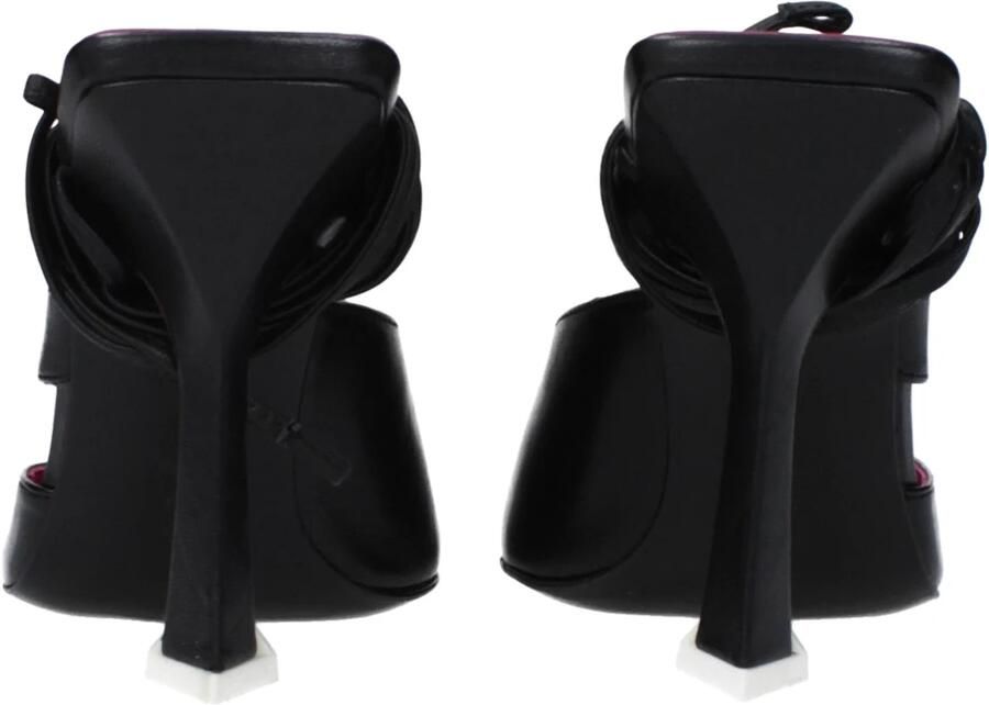 The Attico Zwarte leren stilettohak sandalen