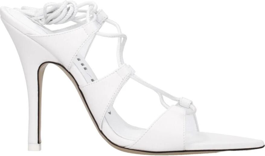 The Attico Witte Leren Stiletto Hakken Sandalen