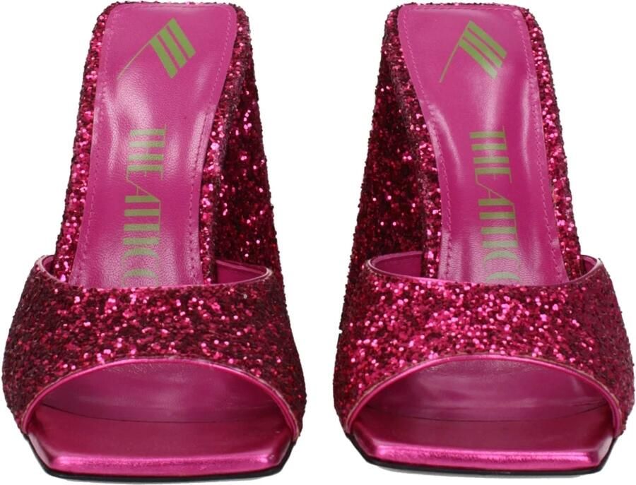 The Attico Fuchsia Glitter Vierkante Neus Muiltjes Pink Dames