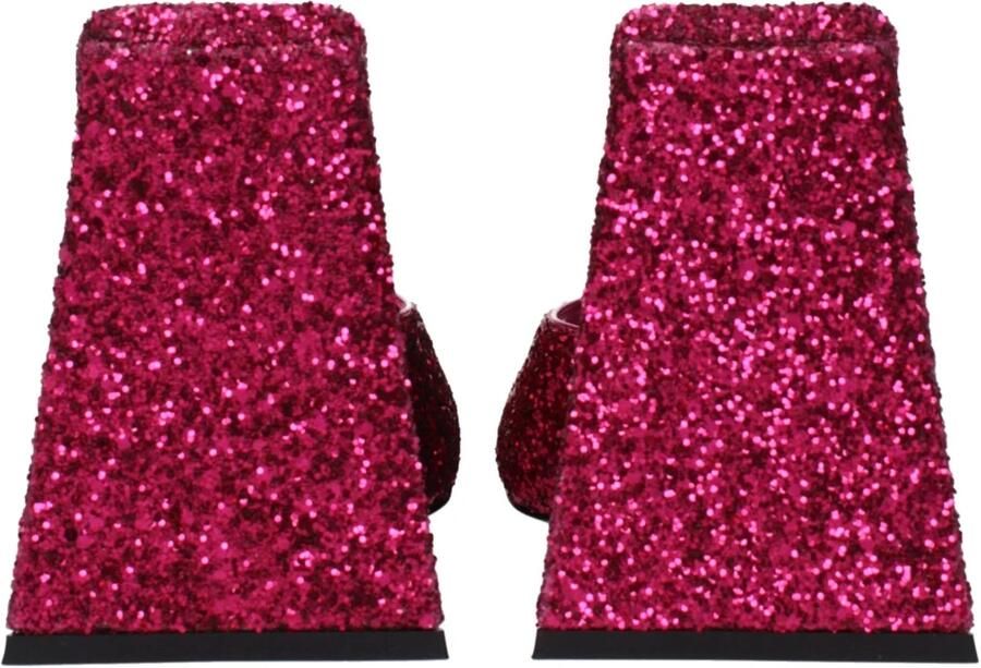 The Attico Fuchsia Glitter Vierkante Neus Muiltjes Pink Dames