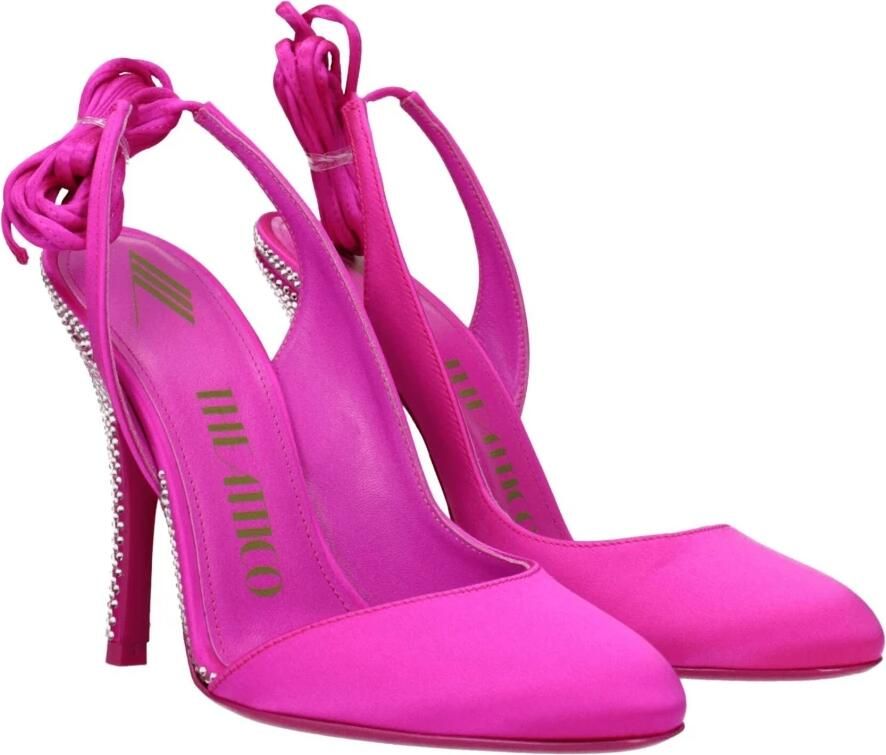 The Attico Roze Satijnen Stiletto Hak Sandalen