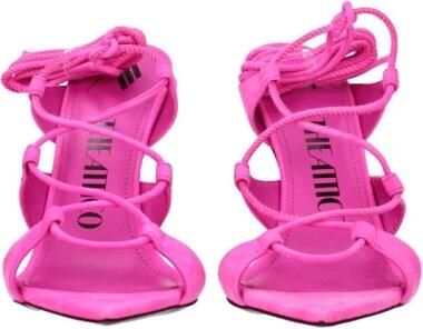 The Attico Roze Suède Puntige Neus Sandalen