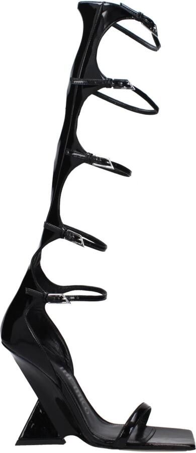 The Attico Zwarte leren stilettohak sandalen