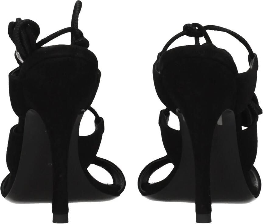The Attico Zwarte Leren Stiletto Hakken Sandalen