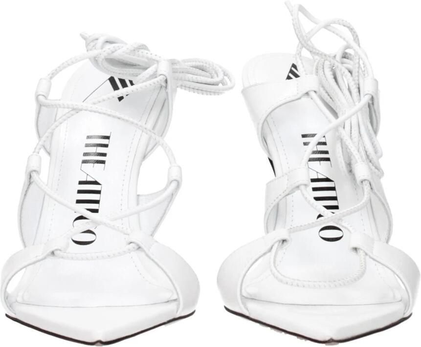 The Attico Witte Leren Stiletto Hakken Sandalen