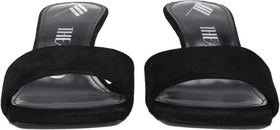 The Attico Zwarte Leren Sleehak Sandalen