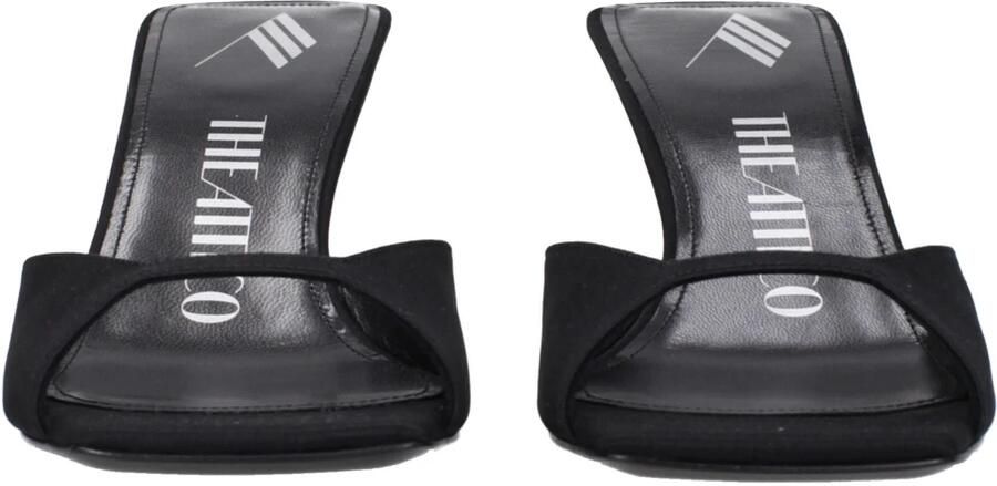 The Attico Zwarte Satijnen Stiletto Hak Sandalen