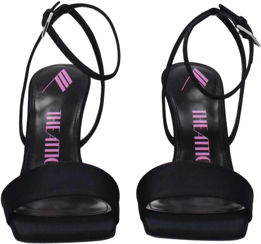 The Attico Zwarte Satijnen Stiletto Hakken Sandalen