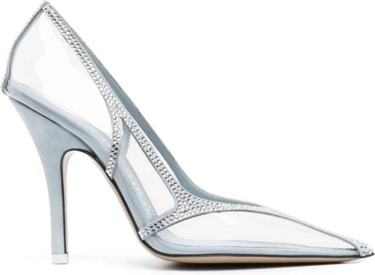 The Attico Venus Chrome 105mm Blauwe Kristal Pumps Blue Dames