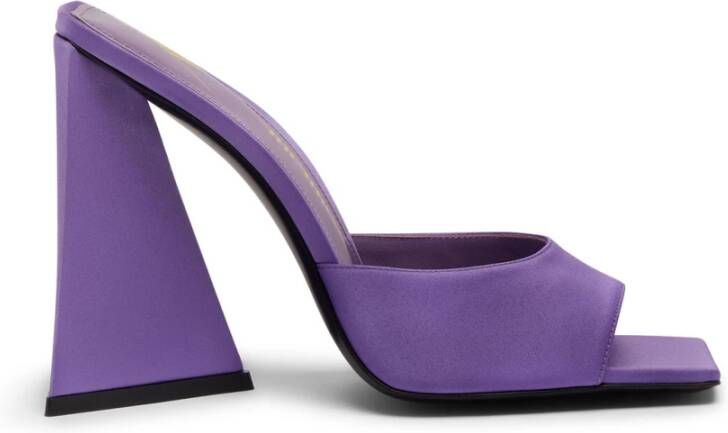 The Attico Violet Satin Muiltje met Piramidehak