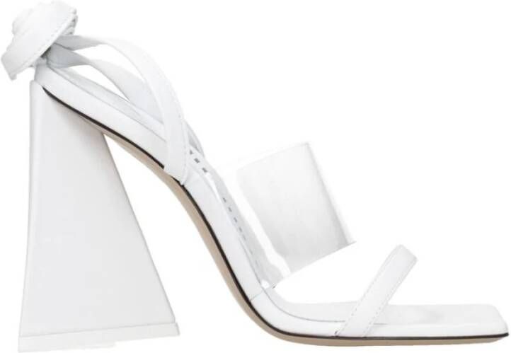 The Attico Witte Leren Hoge Hak Sandalen