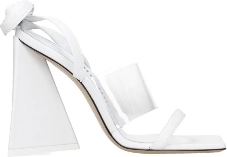 The Attico Witte Leren Stiletto Hakken Sandalen