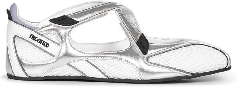 The Attico Zilveren Platte Schoenen met Kruisbanden