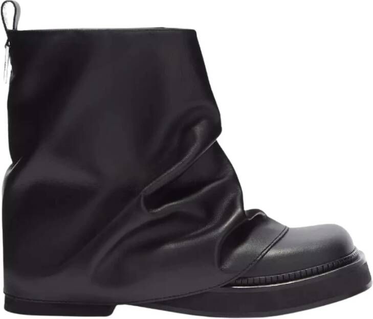 The Attico Robin Leren Enkellaarzen Blokhak Black Dames