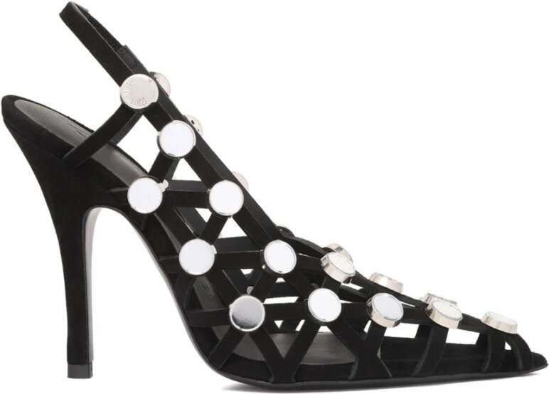 The Attico Zwarte Grid Slingback Sandalen