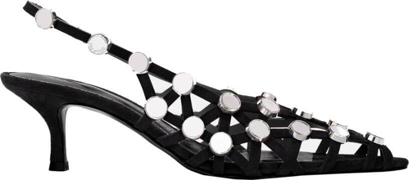 The Attico Zwarte suède slingback pumps met studs Black Dames
