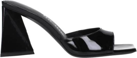 The Attico Zwarte Lakleren Open Teen Sandalen