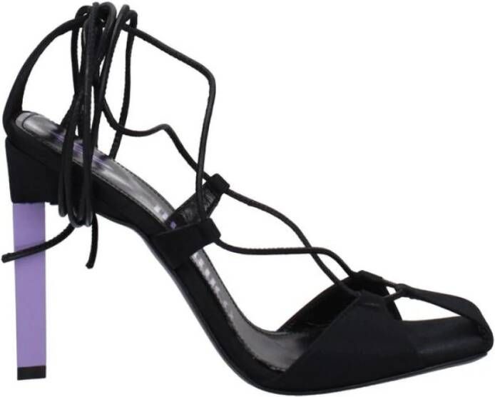 The Attico Zwarte Leren Hoge Hak Sandalen