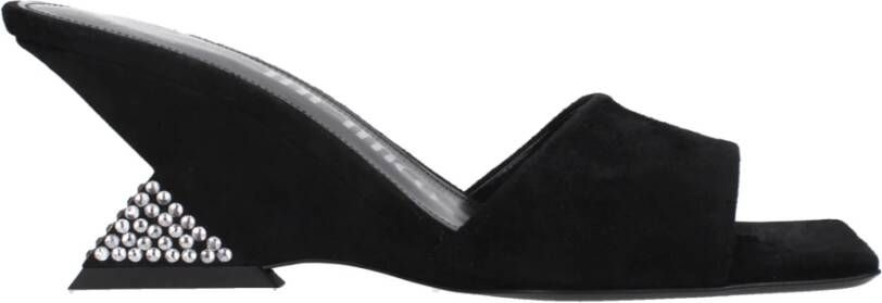 The Attico Zwarte Leren Plateausandalen
