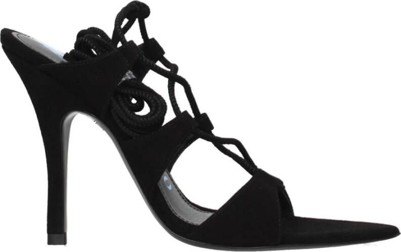 The Attico Zwarte Leren Stiletto Hakken Sandalen