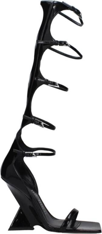 The Attico Zwarte Leren Stilettohak Sandalen