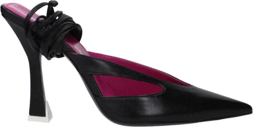 The Attico Zwarte leren stilettohak sandalen