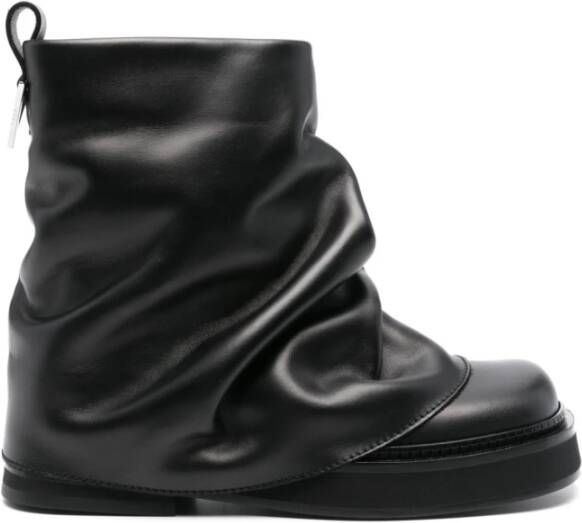 The Attico Robin Leren Enkellaarzen Blokhak Black Dames