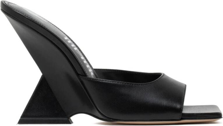 The Attico Zwarte Leren Sandalen Vintage Verouderingseffect