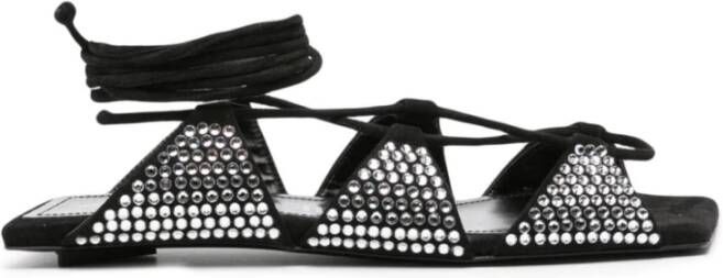 The Attico Zwarte platte schoenen met kristallen Black Dames