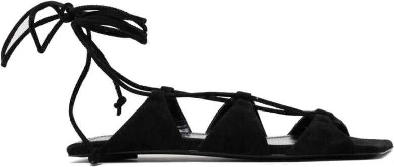 The Attico Sandalen "Cross Sandals" – Black in zwart