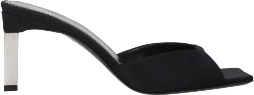 The Attico Zwarte Satijnen Stiletto Hak Sandalen