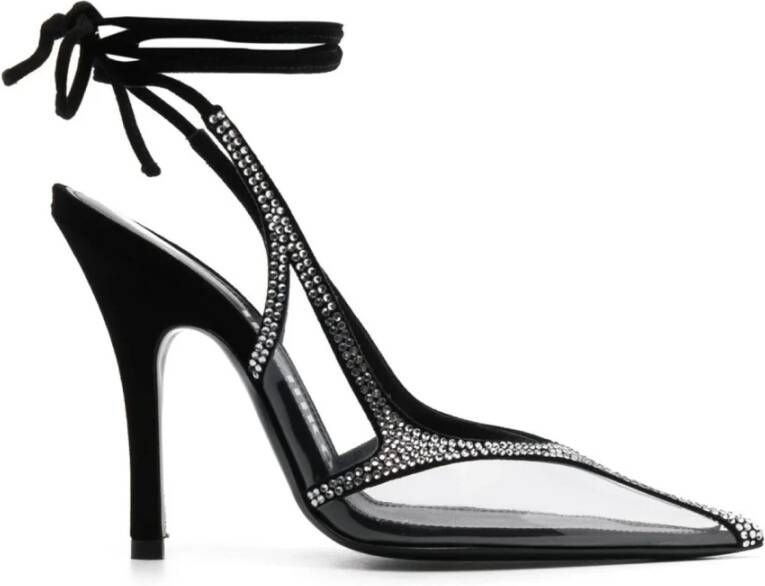 The Attico Zwarte Slingback Pumps met Strass Details