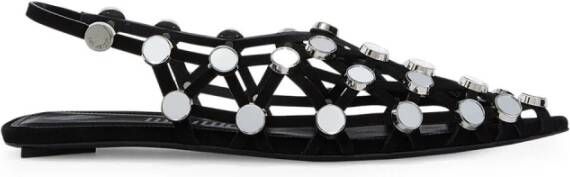 The Attico Zwarte Suède Grid Ballerina Schoenen