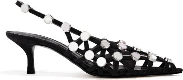 The Attico Zwarte Suède Grid Slingback Schoenen