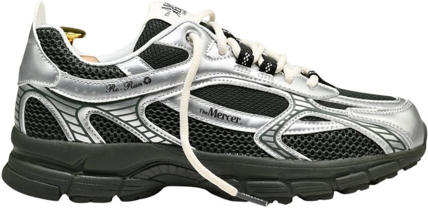 MERCER AMSTERDAM Lage Sneakers The Re-run Scratched Leatherlook Zilver
