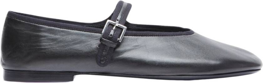 The Row Lamsskin Ballerina's met Verlengde Neus en Veters Black Dames