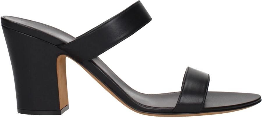 The Row Zwarte leren stilettohak sandalen