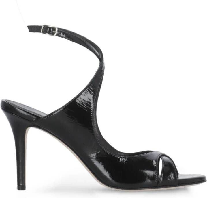 The Seller Zwarte leren stiletto sandalen met enkelbandje