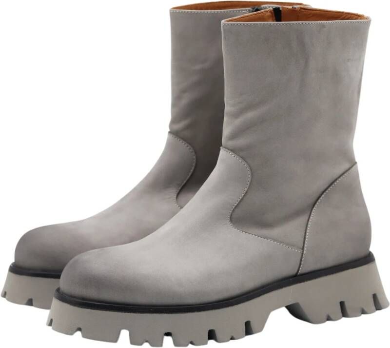 Thea Mika Ronde Neus Suède Rits Dikke Zool Laarzen Gray Dames