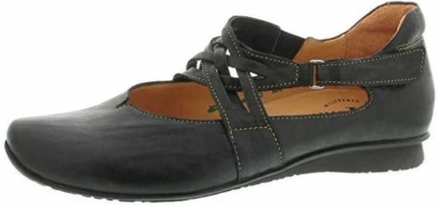 Think! Zwarte leren ballerina's voor dames