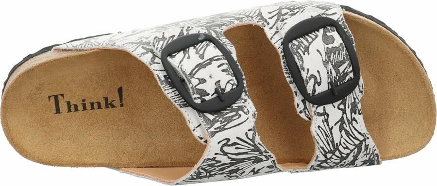 Think 3-0000725-1000 Wit zwart combi slipper - Foto 4